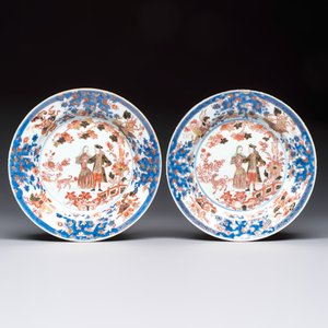 TBC A pair of Chinese verte-Imari 'Governor Duff' plates, Yongzheng — foto 1