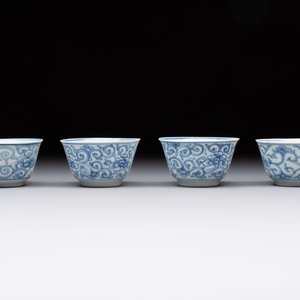 Ten Chinese blue and white cups and eleven saucers, Kangxi — 照片 11
