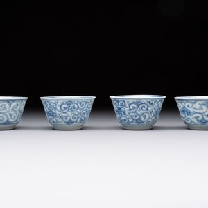 Ten Chinese blue and white cups and eleven saucers, Kangxi — 照片 12