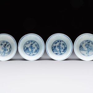 Ten Chinese blue and white cups and eleven saucers, Kangxi — 照片 14