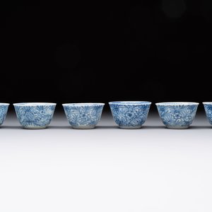 Ten Chinese blue and white cups and eleven saucers, Kangxi — 照片 16