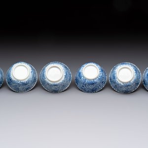 Ten Chinese blue and white cups and eleven saucers, Kangxi — 照片 21