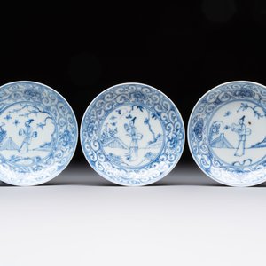 Ten Chinese blue and white cups and eleven saucers, Kangxi — 照片 6