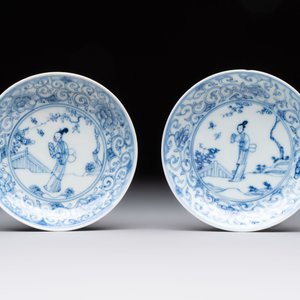 Ten Chinese blue and white cups and eleven saucers, Kangxi — 照片 8