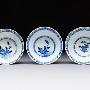 Ten Chinese blue and white cups and nine saucers, Kangxi mark, 19th C. — 照片 18