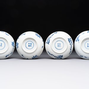 Ten Chinese blue and white cups and nine saucers, Kangxi mark, 19th C. — 照片 3
