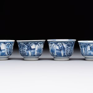 Ten Chinese blue and white cups and nine saucers, Kangxi mark, 19th C. — 照片 8