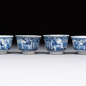 Ten Chinese blue and white cups and nine saucers, Kangxi mark, 19th C. — 照片 9
