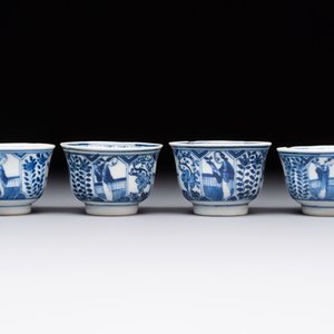Ten Chinese blue and white cups and nine saucers, Kangxi mark, 19th C. — 照片 10