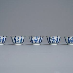 Ten Chinese blue and white 'Long Eliza' cups and saucers, Kangxi — 照片 14