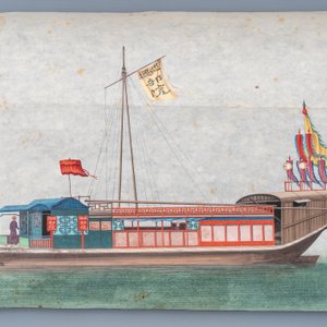 Ten Chinese Canton rice paper paintings of junks, 19th C. — photo 11