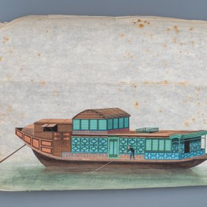 Ten Chinese Canton rice paper paintings of junks, 19th C. — photo 2