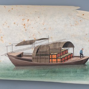 Ten Chinese Canton rice paper paintings of junks, 19th C. — photo 8