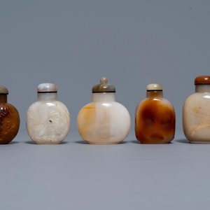 Ten Chinese carved agate snuff bottles, 19/20th C. — 照片 3