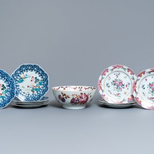 Ten Chinese famille rose plates and a bowl, Qianlong — 照片 1