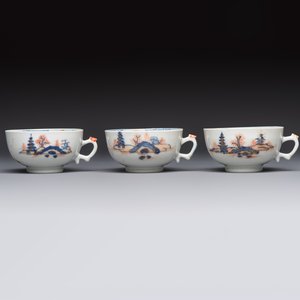Ten Chinese Imari-style 'Riverscape' cups and saucers, Qianlong — photo 14