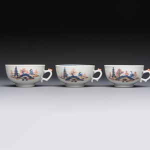 Ten Chinese Imari-style 'Riverscape' cups and saucers, Qianlong — photo 20