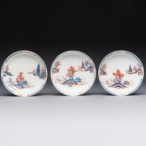 Ten Chinese Imari-style 'Riverscape' cups and saucers, Qianlong — photo 2