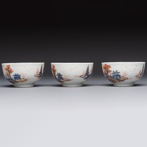 Ten Chinese Imari-style 'Riverscape' cups and saucers, Qianlong — photo 23