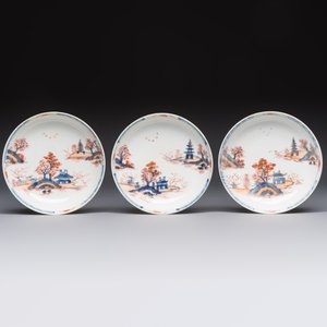 Ten Chinese Imari-style 'Riverscape' cups and saucers, Qianlong — photo 4