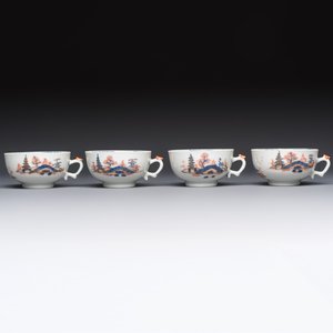 Ten Chinese Imari-style 'Riverscape' cups and saucers, Qianlong — photo 8