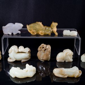 Ten Chinese jade sculptures of animals, Qing — 照片 2