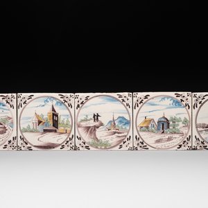 Ten polychrome Dutch Delft 'landscape' medallion tiles, 19th C. — foto 4