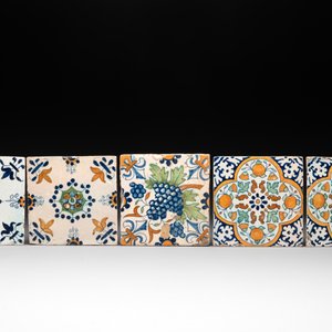 Ten polychrome Dutch Delft tiles with floral design, incl. Haarlem, 17th C. — 照片 2