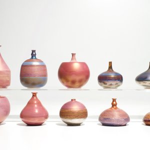 Ten small modernist vases with various blue and pink glazes, Perignem and Amphora, 2nd half 20th C. — 照片 5