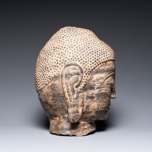 Tête de Bouddha en pierre sculptée, Chine, 19/20ème — photo 3