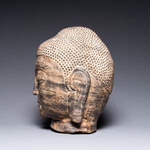 Tête de Bouddha en pierre sculptée, Chine, 19/20ème — photo 5