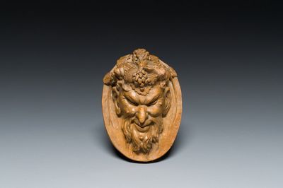 Tête de faune en terre cuite, signé Clodion, 19th C.