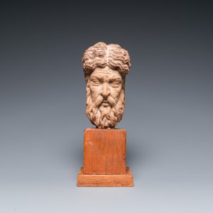 Tête d'homme barbu en pierre sculptée, 15/16ème — photo 2