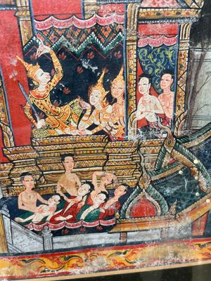 Thai school: 'Two votive scenes', ink and colour on canvas, 19th C. — 照片 3