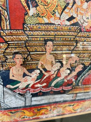 Thai school: 'Two votive scenes', ink and colour on canvas, 19th C. — 照片 4