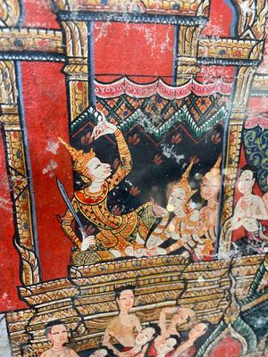 Thai school: 'Two votive scenes', ink and colour on canvas, 19th C. — 照片 5