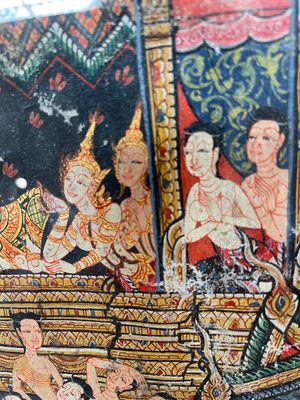 Thai school: 'Two votive scenes', ink and colour on canvas, 19th C. — 照片 6
