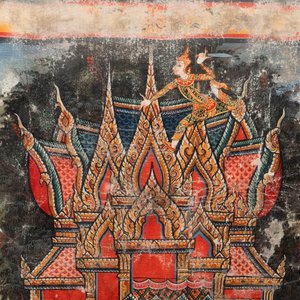 Thai school: 'Two votive scenes', ink and colour on canvas, 19th C. — 照片 3