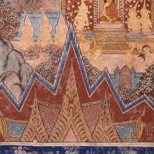Thai school: 'Two votive scenes', ink and colour on canvas, 19th C. — 照片 5