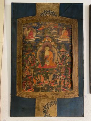Thangka figurant Bhaisajyaguru, Tibet, 15/16ème — photo 1