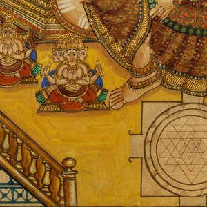 Thanjavur school, South India, pigment and gold leaf on paper, 19/20th C.: 'Vishnu and Lakshmi' — photo 5