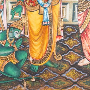 Thanjavur school, South India, pigment and gold leaf on paper: 'Vishnu', 19th C. — 照片 5