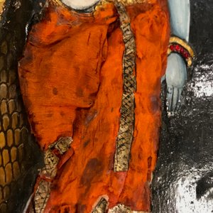 Thanjavur school, South India: Vishnu resting on Ananta-Shesha, pigment and gold leaf on cloth, 19/20th C. — 照片 29