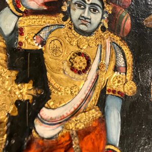 Thanjavur school, South India: Vishnu resting on Ananta-Shesha, pigment and gold leaf on cloth, 19/20th C. — 照片 30