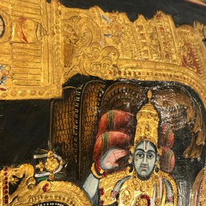 Thanjavur school, South India: Vishnu resting on Ananta-Shesha, pigment and gold leaf on cloth, 19/20th C. — 照片 33