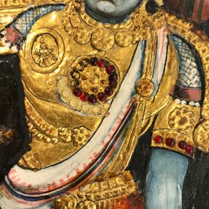 Thanjavur school, South India: Vishnu resting on Ananta-Shesha, pigment and gold leaf on cloth, 19/20th C. — 照片 46