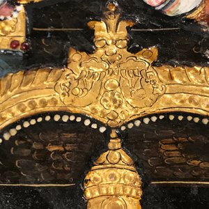 Thanjavur school, Zuid-India: Vishnu rustend op Ananta-Shesha, pigment en bladgoud op textiel, 19/20e eeuw — foto 15