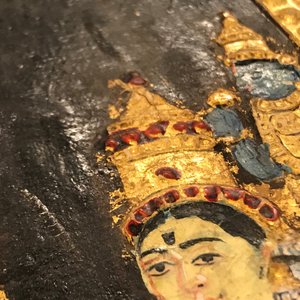 Thanjavur school, Zuid-India: Vishnu rustend op Ananta-Shesha, pigment en bladgoud op textiel, 19/20e eeuw — foto 20