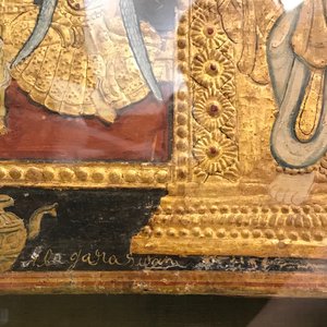 Thanjavur school, Zuid-India: Vishnu rustend op Ananta-Shesha, pigment en bladgoud op textiel, 19/20e eeuw — foto 2