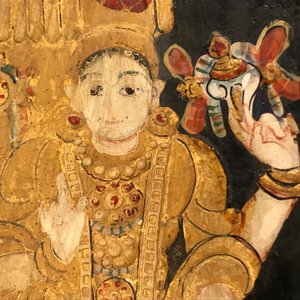 Thanjavur school, Zuid-India: Vishnu rustend op Ananta-Shesha, pigment en bladgoud op textiel, 19/20e eeuw — foto 24